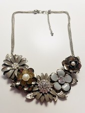 Designer - Coast - Costume Jewellery - 14” Floral Statement Necklace - Gold Tone