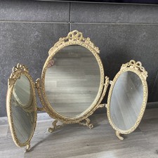 Vintage Triple Dressing Table Metal frame Mirror - French style Shabby Chic