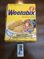 3 Vintage Weetabix DC Comics Trade Cards and Action Display Scene 1979 Box
