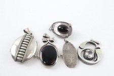 Sterling Silver Pendants Fob Lockets Stone Set Vintage x 5 (50g)
