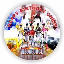 Birthday Power Rangers Mega Force Cake Topper Edible Icing Sugar Rice paper 7.5
