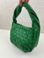 ZARA Green Woven Leather Bag Small Tote Top Handle