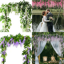 Artificial Fake Hanging Wisteria Silk Flowers Vine Plant Wedding Garden Trailing