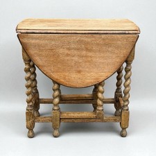 Antique Light Oak Barley Twist Drop Leaf Gate Leg Table Oval  Occasional