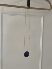 Phase Eight Long Rose Gold Necklace With Blue Marble Effect Pendant