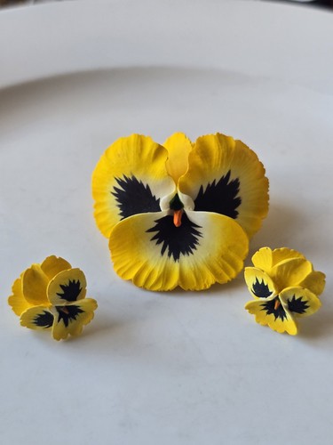 Yellow pansy brooch and - brooch,