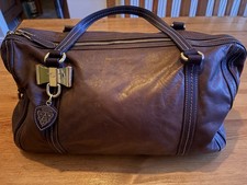 Gucci Leather Chocolate Brown Boston Bag Large Duchessa  Handbag Purse Excellent