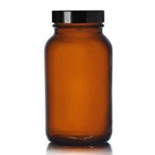 Amber brown glass jar - glass,