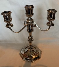 Vintage Silver Plated 3 Sconce Candelabra By Grenadier c1950s - 20.5cm (8”) Tall