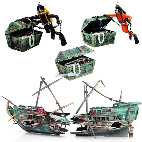 Aquarium ornament wreck boat - ornament,