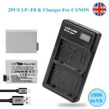 2× LP-E8 Battery For Canon EOS 700D 600D 550D 650D Rebel T2i T3i + Dual Charger 