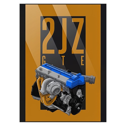 2jz engine illustration poster - 2jz,