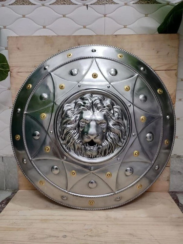 Lion face round shield - lion,