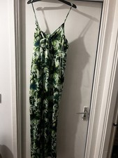 Zara Green Floral Jumpsuit Size Medium