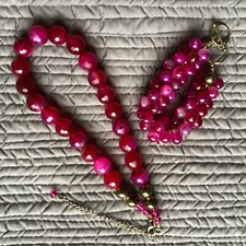 Ref:L19  Amethyst / Gold Tone Necklace And Bracelet Set Glass Beads by Coast 