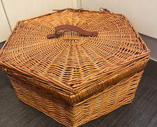 LARGE HEXAGONAL WICKER STORAGE BASKET