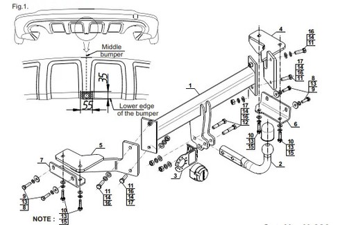 Swan neck tow bar for - for, kia