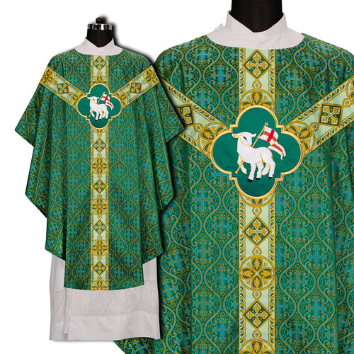 Green chasuble with braided - green,