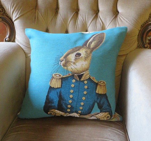 Blue fab funky hare rabbit - blue,