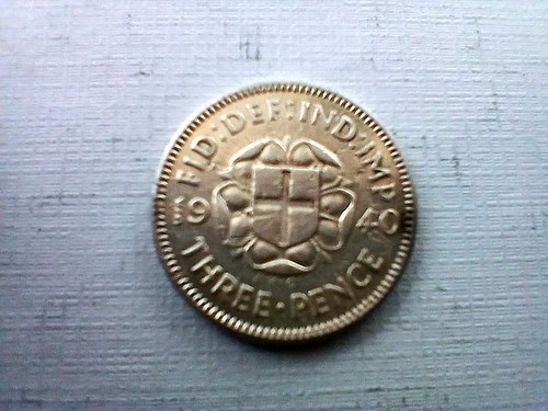 1940 silver threepence - silver, young