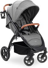 Uptown, Melange Grey - Pushchair with Large Seat, Rubber Wheels, Suspension Rain