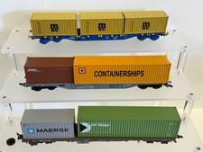 HO 1:87 Intermodal Container Wagons with 20ft & 40ft Containers x3