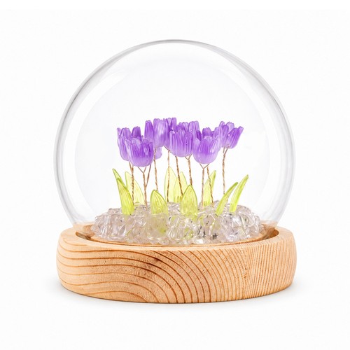 Tulip night light wood base - night,