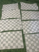 Vintage Linen Placemats Drawn Thread & Lace Decoration 8pcs 10.5” 16.5”