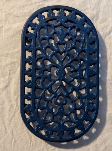 Vintage navy blue trivet - blue,