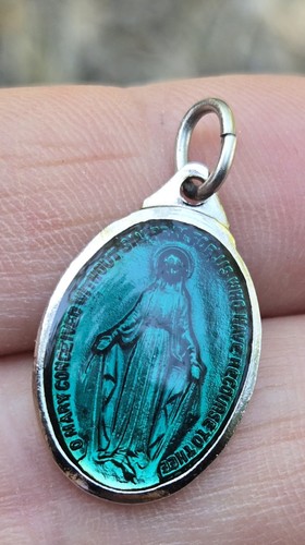Green enamel religious mary - enamel,