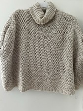 Girls roll Neck Poncho  Cable Knit Jumper Age 10-11