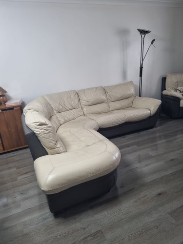 Dfs leather corner sofa with - dfs,