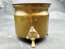 ANTIQUE ART NOUVEAU BRASS FOOTED PLANTER PLANT POT WINDOW 