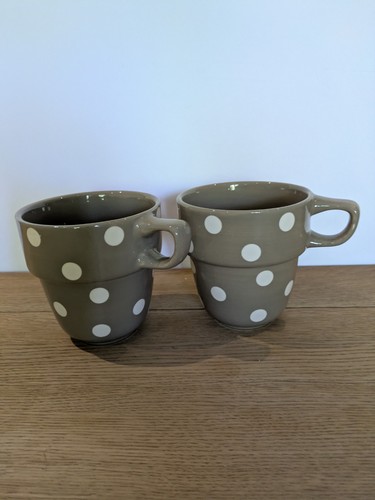 Taupe white polka dot - &, s