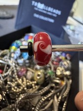 Trollbeads OOAK Oldie Red Swirl Glass Bead