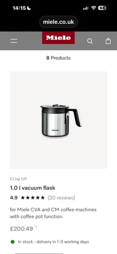 Miele jug 0l stainless - jug, 1,0l
