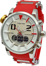 Oskar Emil LANCER Men's Quality Sports Chronograph Stainless Steel Watch RED