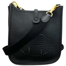 Hermes Women's Mini Evelyne 16 Clemence leather Noir Handbag Black
