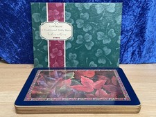 Boxed Set of 6 CLOVERLEAF 'Paisley Leaves' Traditional Table Mats/Cork Base EXC