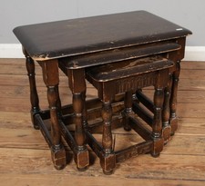 Priory Style Oak Nest of Three Tables Vintage Furniture 