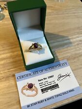 Size N - 9 Carat Gold Star Ruby And White Topaz Ring 