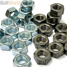 LEFT HAND THREAD METRIC SELF COLOUR / ZINC PLATED HEXAGONAL HEX STEEL FULL NUTS
