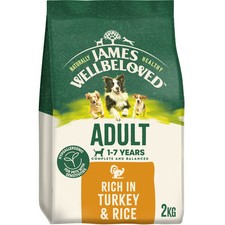 2kg James Wellbeloved Natural Adult Complete Dry Dog Food Turkey & Rice