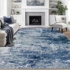 Area Rugs BLUE ABSTRACT - 9x12ft - RUG BEDROOM DINING ROOM WASHABLE BRAND NEW