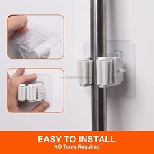 4x Mop Broom Holder Self