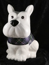 Unbranded biscuit barrel cookie jar ceramic 8" tall inc lid Scottish Terrier