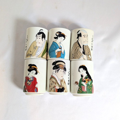 Japanese ukiyo tea cup set - ukiyo-e,
