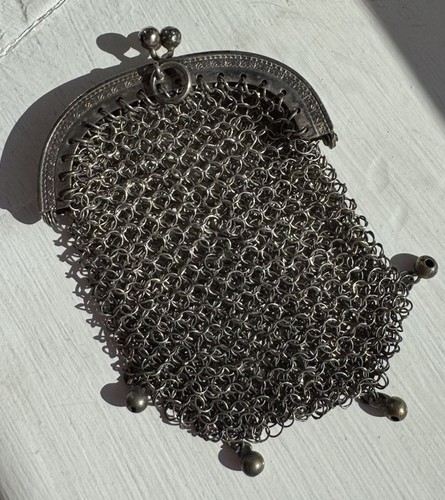 Antique silver chatelaine mesh - chatelaine,