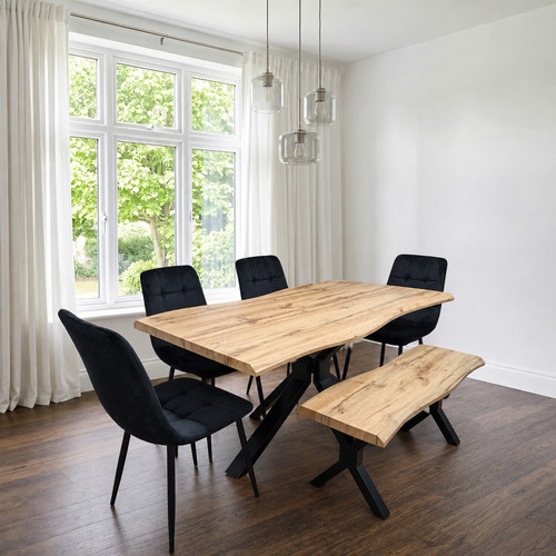 Wooden dining table with bench - dining,