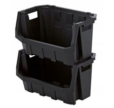 Plastic Order Picking Parts Storage Bins Boxes Lid Scooped Front Stackable Wall